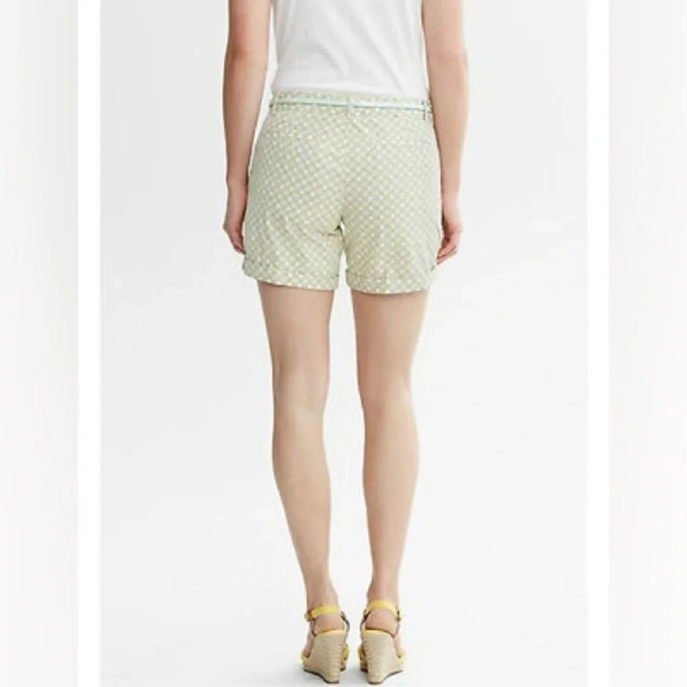 Banana Republic Circle Print‎ Green Yellow White Roll-Up Casual Shorts 6